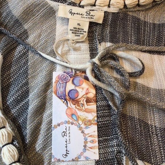 Gypsie Blu Boho Striped Poncho Swimsuit Coverup - Picture 10 of 11
